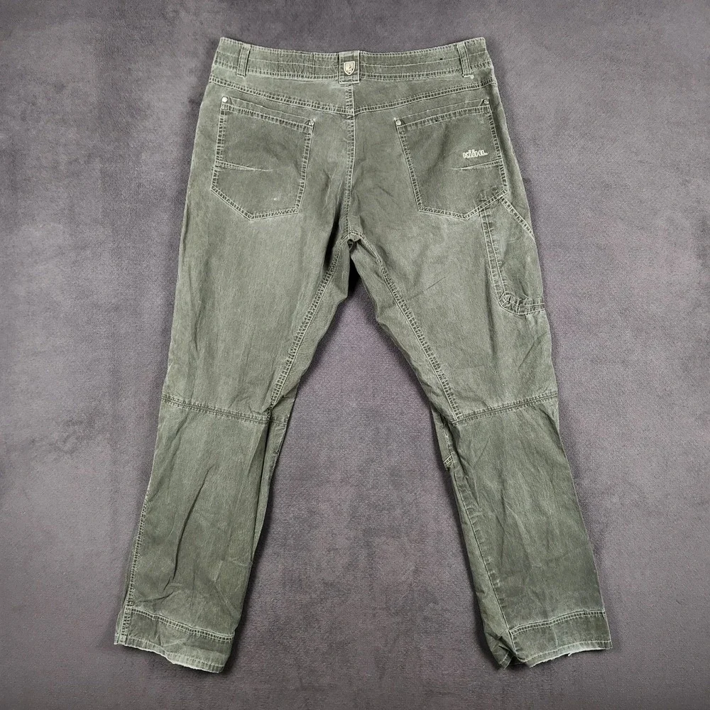 Kuhl Revolvr Pants Mens 38x34 Khaki Green Utility Cargo Stretch Hiking Workwear
